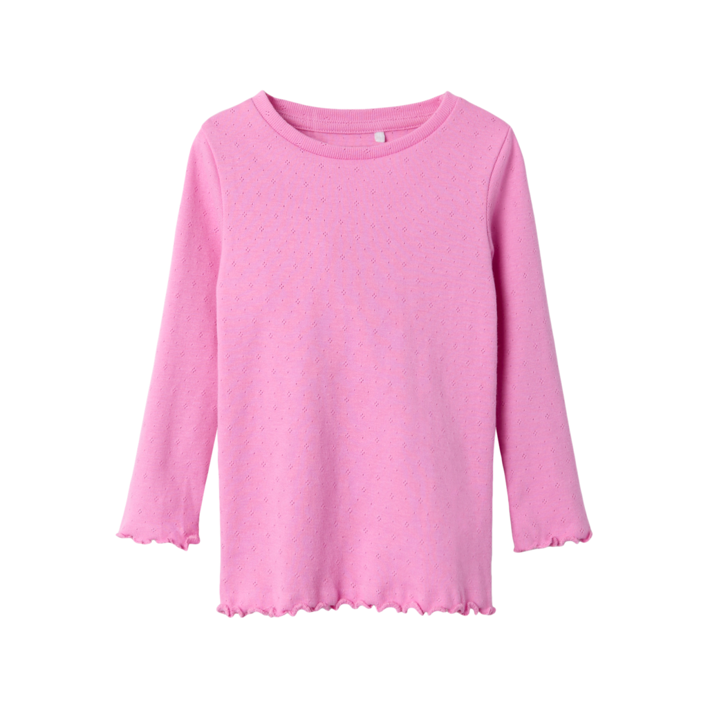 NAME IT Nimisa Langærmet Hulmønstret Bluse Fuchsia Pink