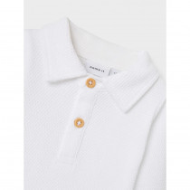 NAME IT Langærmet Polo Body Rob Bright White