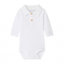 NAME IT Langærmet Polo Body Rob Bright White