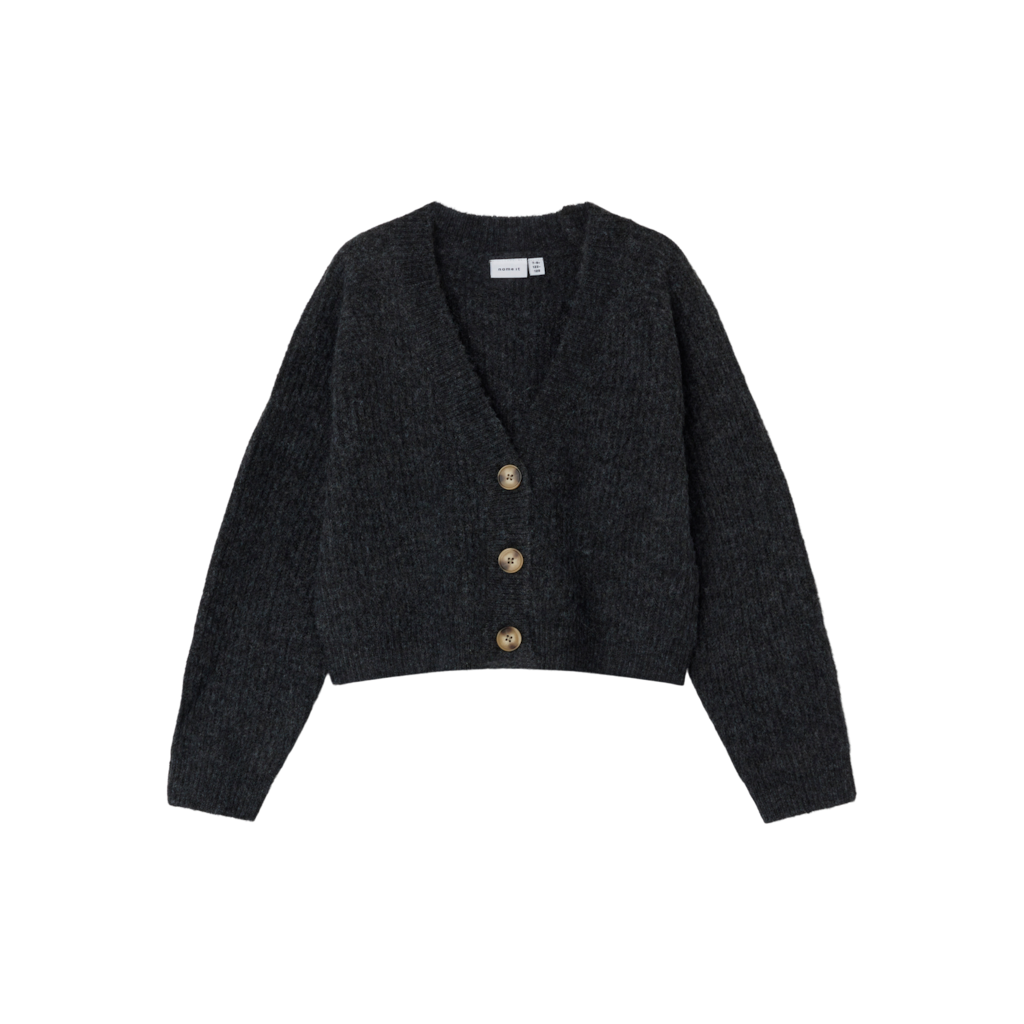 NAME IT Kort Strik Cardigan Holly Dark Grey Melange