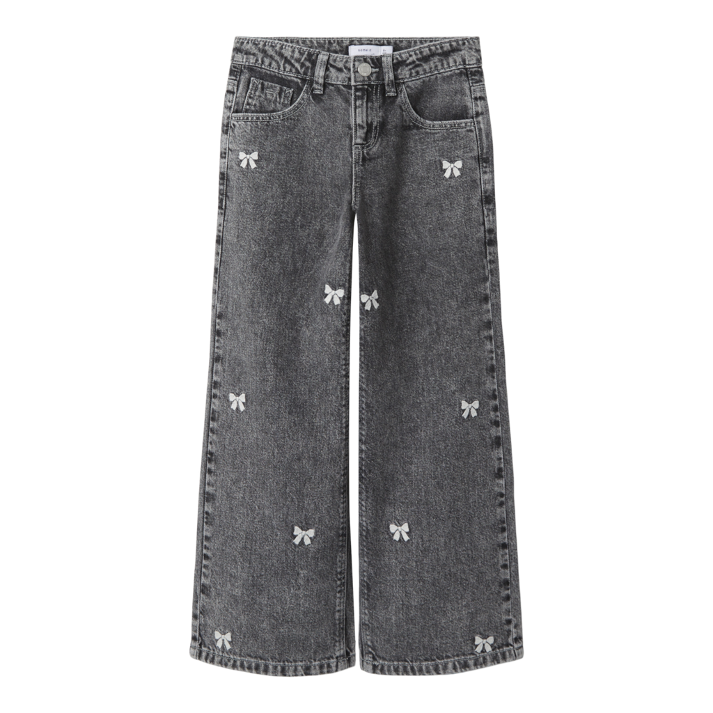 NAME IT Brede Jeans Rose Medium Grey Denim Sløjfer