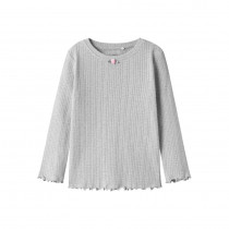 NAME IT Langærmet Bluse Silke Light Grey Melange