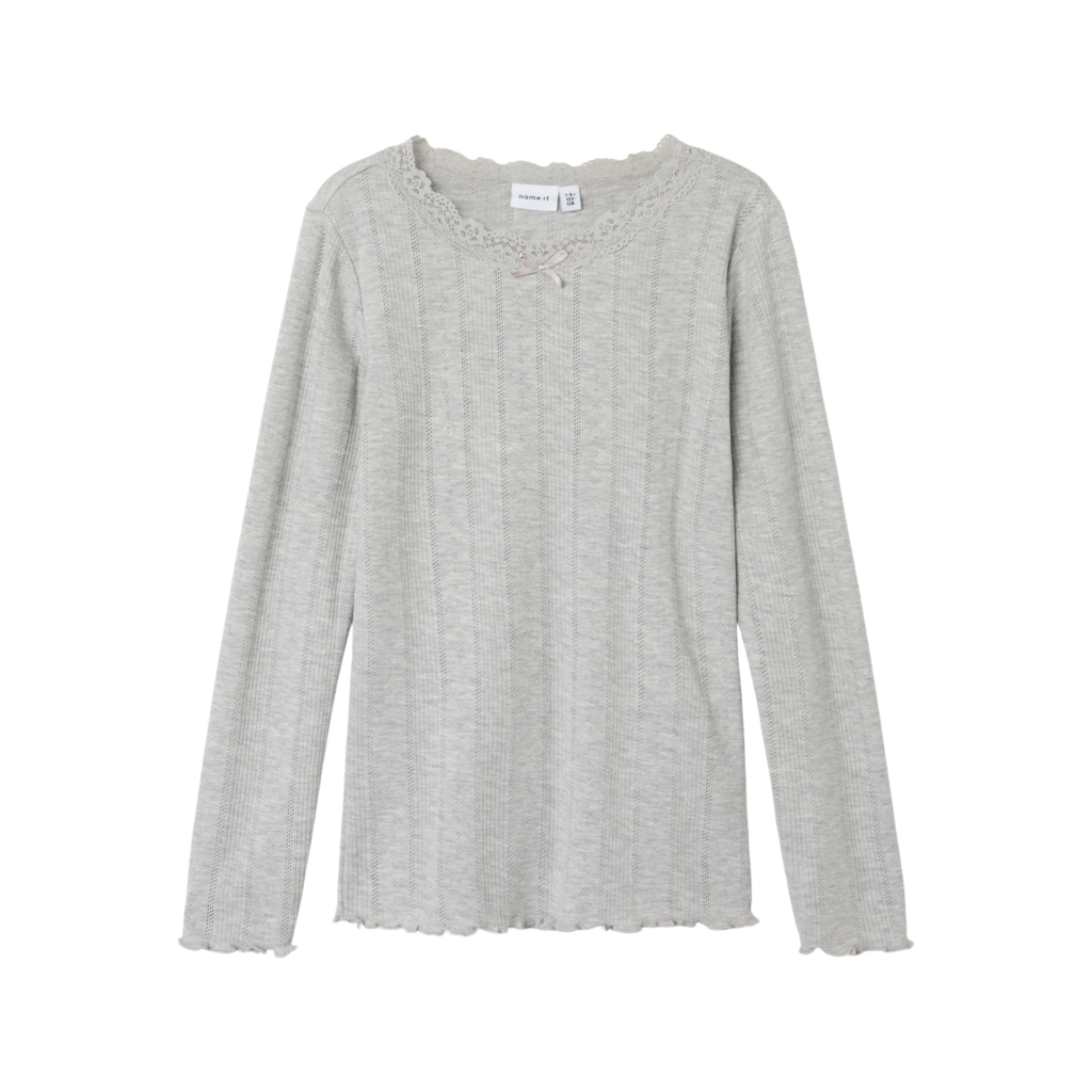 NAME IT Hulmønster Bluse Freda Grey Melange