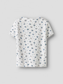 NAME IT Rib T-shirt Vemia Bright White Flowers