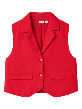 NAME IT Hør Vest Falinnen Chinese Red