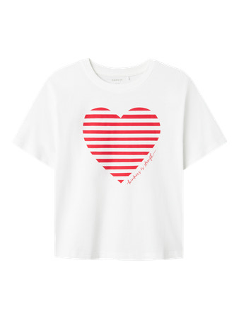 NAME IT T-shirt Fesko  Chinese Red Heart Bright White