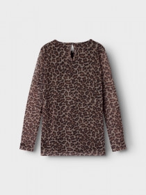 NAME IT Mesh Langærmet Bluse Silje Black Animal