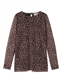 NAME IT Mesh Langærmet Bluse Silje Black Animal