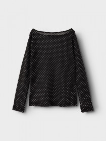 NAME IT Mesh Langærmet Bluse Silje Black Dot