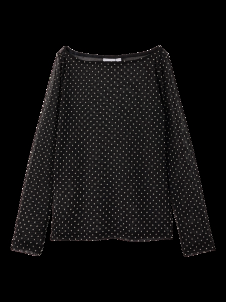 NAME IT Mesh Langærmet Bluse Silje Black Dot