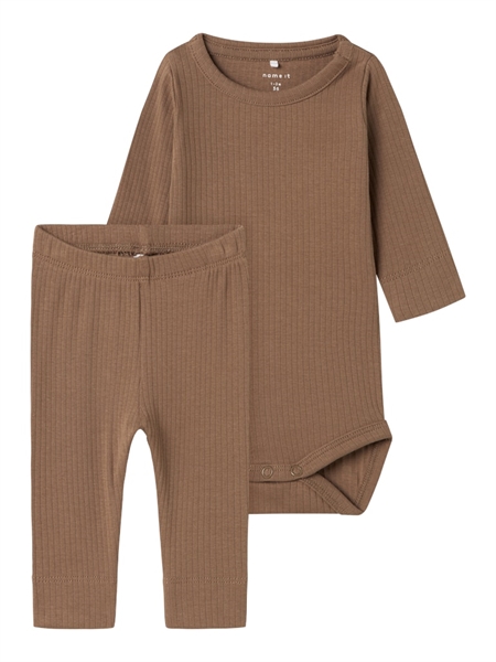 NAME IT Langærmet Body/Leggings Sæt Noe Walnut