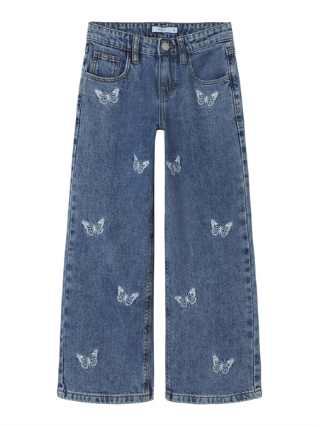 NAME IT Wide Jeans Bella Medium Blue Butterfly