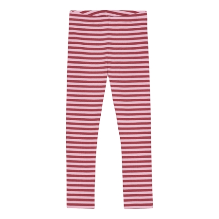 BIRKHOLM Stribede Rib Leggings Rabarber Rosa & Baby Lyserød