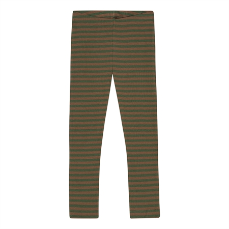 BIRKHOLM Stribede Rib Leggings Teak Brun & Army Grøn