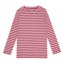 BIRKHOLM Stribet Rib Bluse Rabarber Rosa & Baby Lyserød