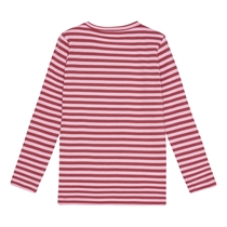 BIRKHOLM Stribet Rib Bluse Rabarber Rosa & Baby Lyserød