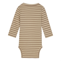 BIRKHOLM Stribet Rib Body Kashmir Brun & Vanilje Beige